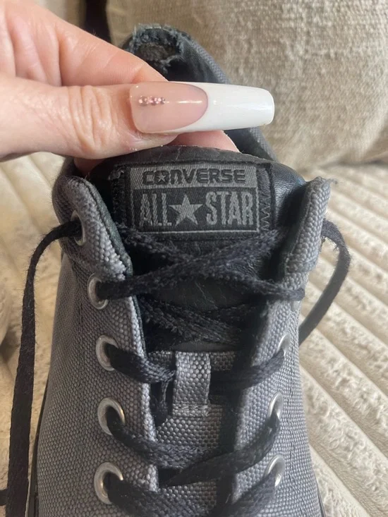 Converse Gray and Black Low-Top Canvas Sneakers - Picture 8 of 12